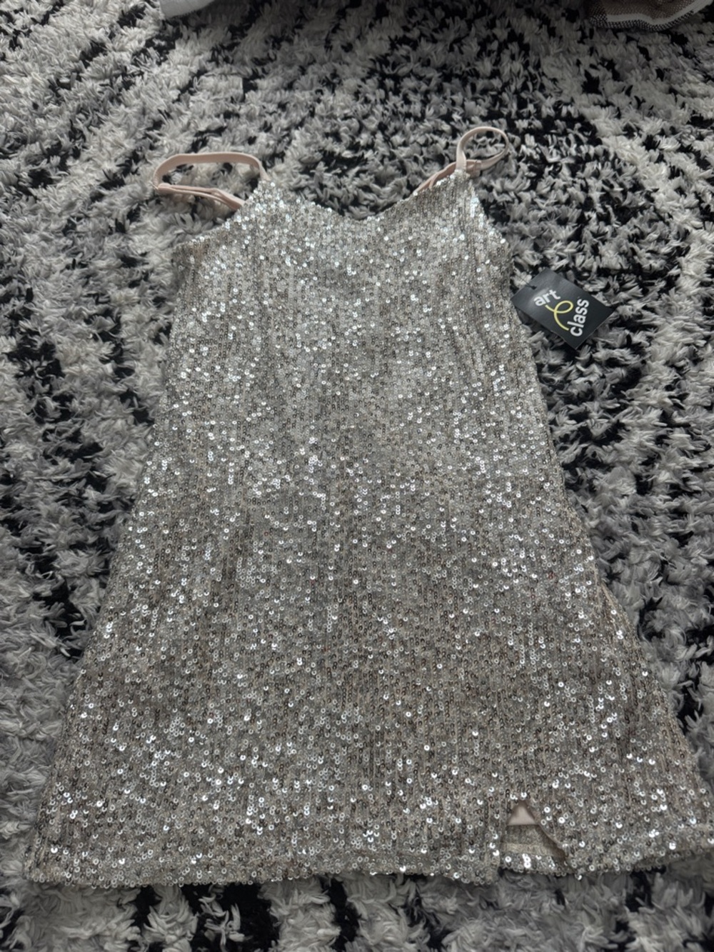 art class Silver Sequin Girls' Formal Dress